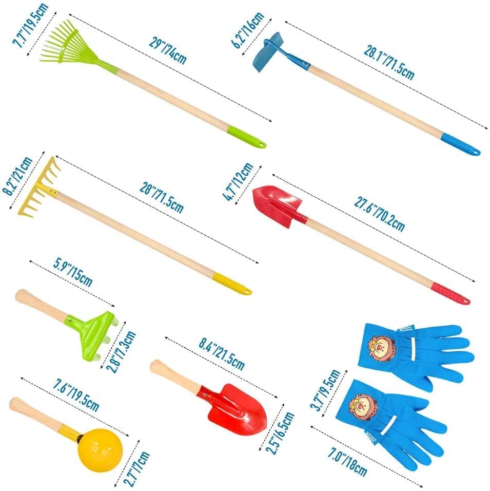 Colorful Kids Gardening Set|8PCS Kids Gardening Kit Long Tools Ages 5+